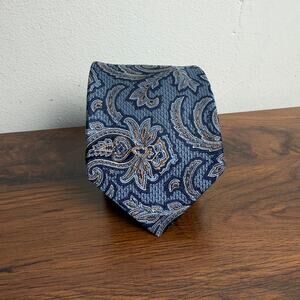 JZ Richards Boulder Men's All‎ Silk Tie Blue Paisley~ Hand Made in USA!